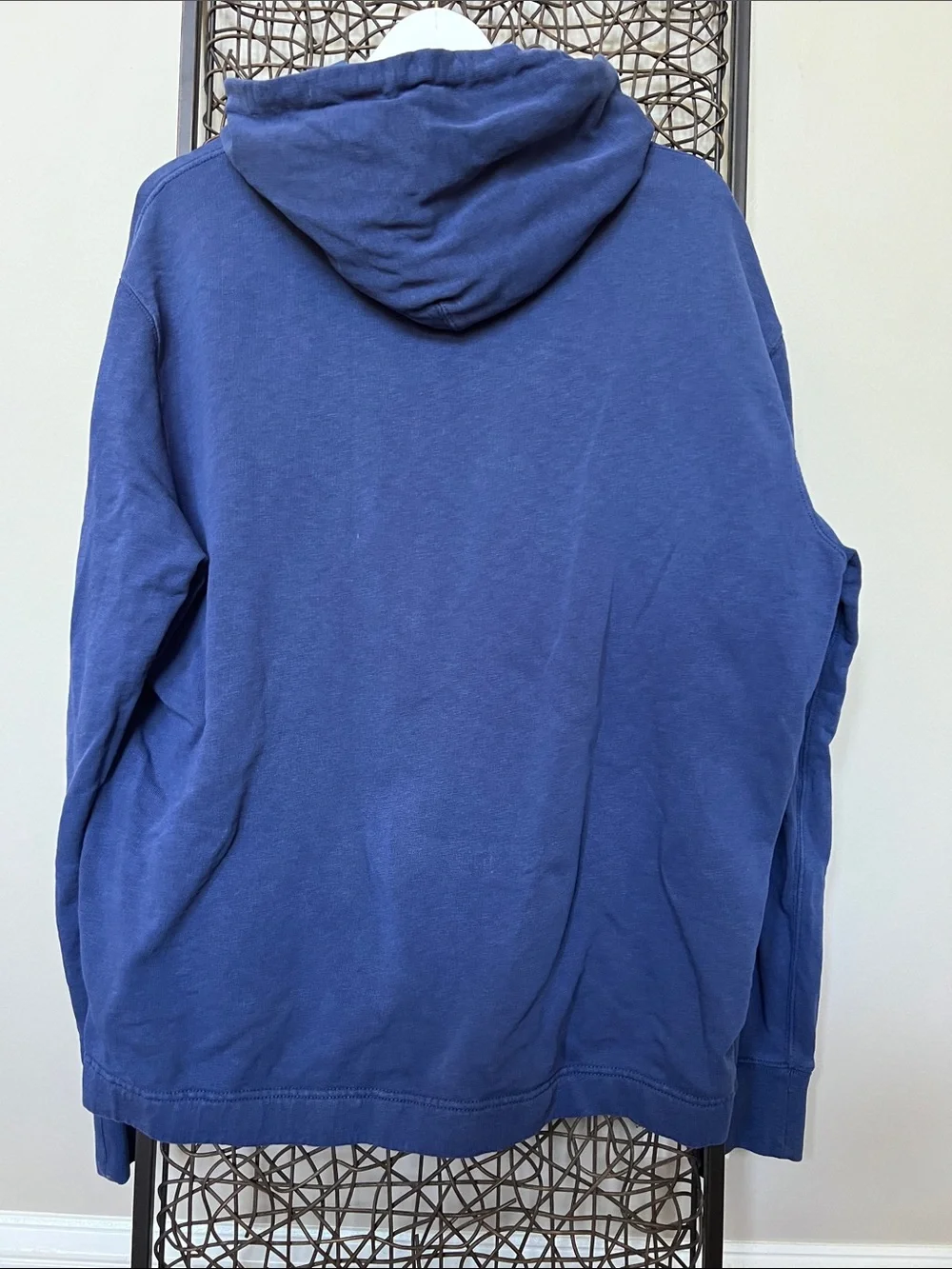 J. Crew Vintage 100% Cotton Fleece Hoodie Navy, Unisex/Mens XL - FLAWED